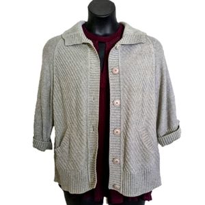 Sonoma Chunky Gray Sweater with Cuff Sleeves